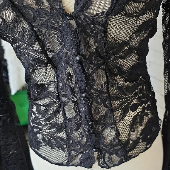 Elegant Black Lace Blouse - Picture 2 of 8